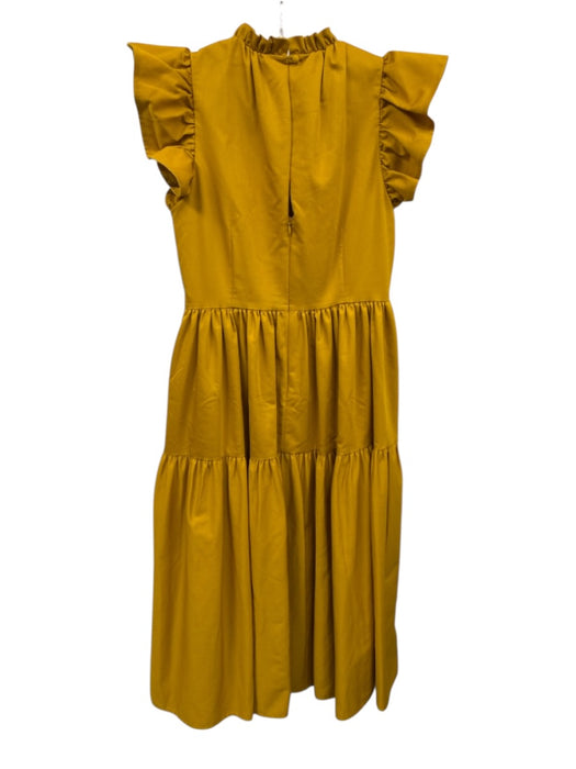 Antonio Melani Size 4 Gold Yellow Cotton Blend Ruffle Cap Sleeve Tiered Dress Gold Yellow / 4