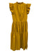 Antonio Melani Size 4 Gold Yellow Cotton Blend Ruffle Cap Sleeve Tiered Dress Gold Yellow / 4