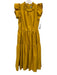 Antonio Melani Size 4 Gold Yellow Cotton Blend Ruffle Cap Sleeve Tiered Dress Gold Yellow / 4