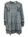 Sea New York Size S Blue & Beige Cotton Floral Blocked Print Bib Front Dress Blue & Beige / S