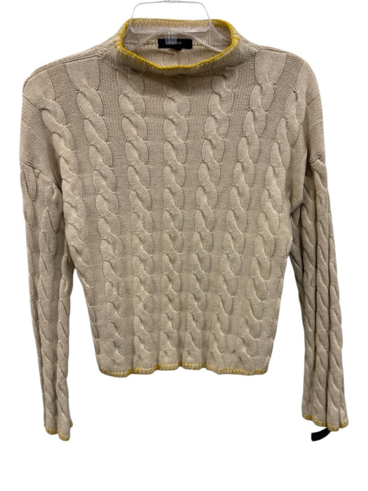 J. Crew Size XS Beige & Yellow Cotton & Cashmere Cable Knit Mock Neck Sweater Beige & Yellow / XS