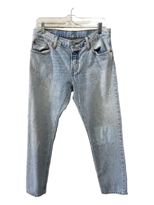 Levi's Size 28 Light Wash Cotton Denim Mid Rise Patches Straight Jeans Light Wash / 28