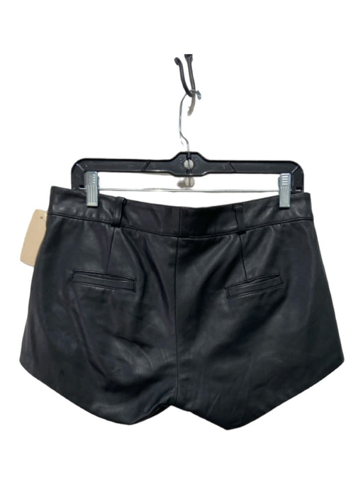 Waldrip Size 2 Black Lambskin Leather Zip & Button Mini Shorts Black / 2