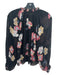 Ulla Johnson Size 0 Black & Multi Silk Floral Round Split Neck Long Sleeve Top Black & Multi / 0