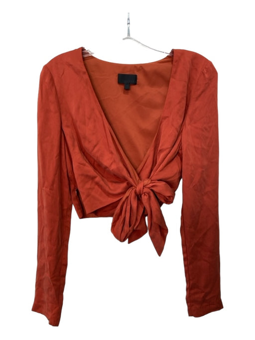 Intermix Size S Orange Modal Wrap Long Sleeve Crop Top Orange / S