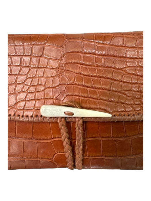 Jimmi Wz Brown Alligator Clutch Horn Detail Tassel flap Bag Brown / S