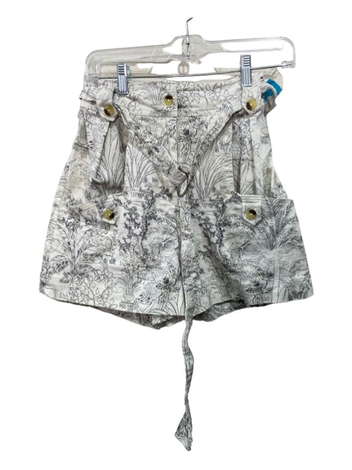 Chufy Size XS White & Gray Organic Cotton High Rise Paperbag Tie Waist Shorts White & Gray / XS