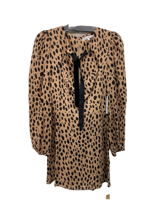 Reformation Size 2 Brown & Black Viscose Cheetah Print Square Neck Dress Brown & Black / 2