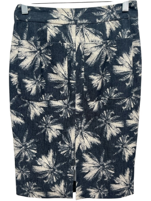 L'agence Size 4 Tan & blue Cotton Blend Palm Tree Print Pencil Skirt Skirt Tan & blue / 4
