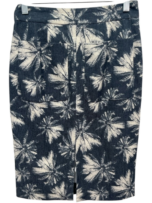 L'agence Size 4 Tan & blue Cotton Blend Palm Tree Print Pencil Skirt Skirt Tan & blue / 4