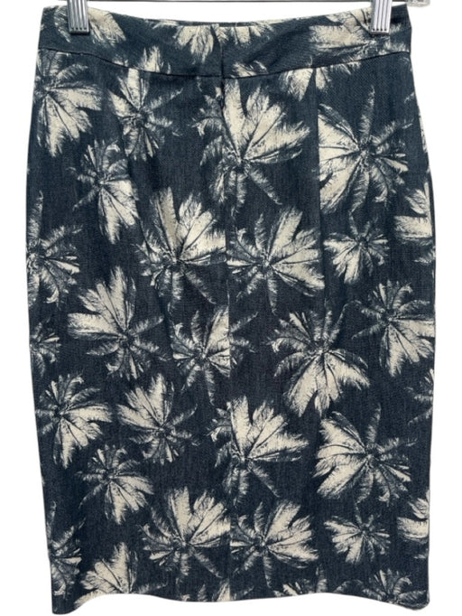 L'agence Size 4 Tan & blue Cotton Blend Palm Tree Print Pencil Skirt Skirt Tan & blue / 4