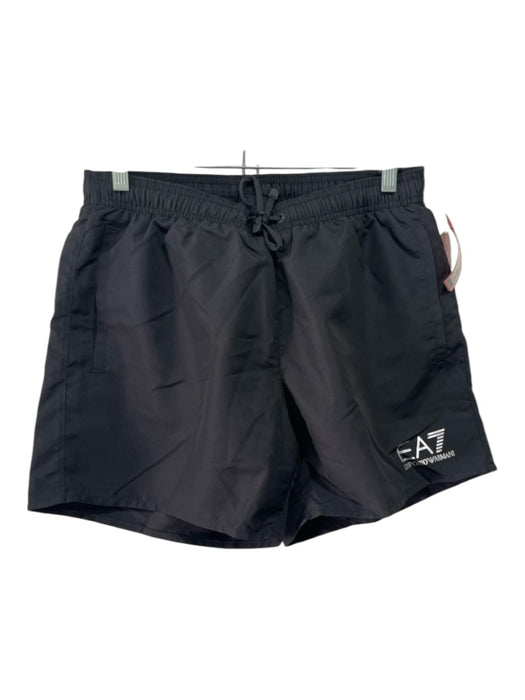 Armani Size 48 NWT Black Polyester logo Elastic Waist Swim Trunks 48