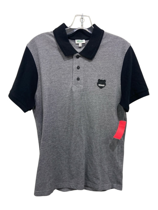 Kenzo Size S Gray & Black Cotton Collar Polo Logo Shirt S