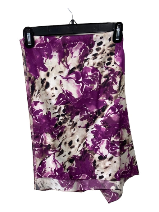 St John White, Black, Purple Silk Blend Rectangle Floral scarf White, Black, Purple