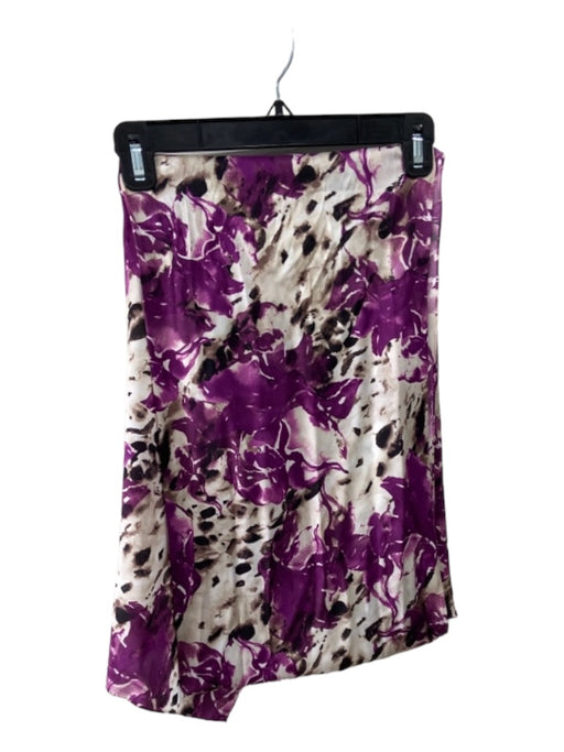 St John White, Black, Purple Silk Blend Rectangle Floral scarf White, Black, Purple