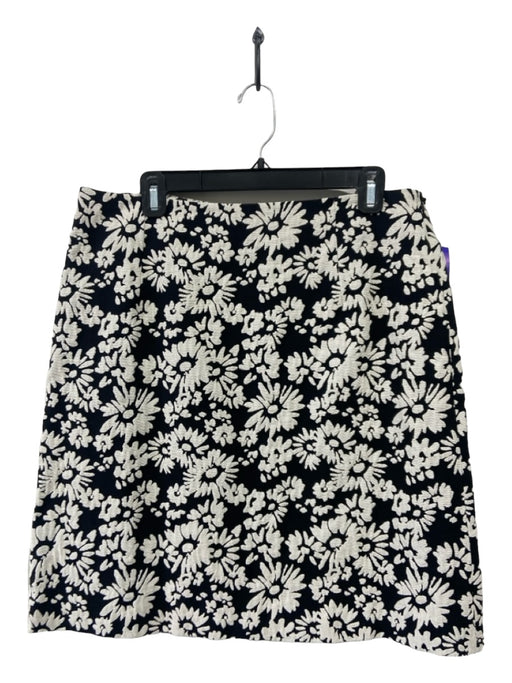 Blue Les Copains Size 46 Black & White Cotton Blend Textured Floral Skirt Black & White / 46