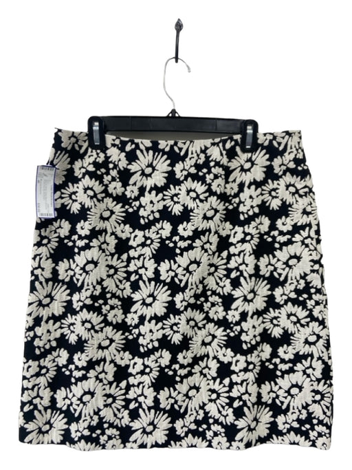 Blue Les Copains Size 46 Black & White Cotton Blend Textured Floral Skirt Black & White / 46