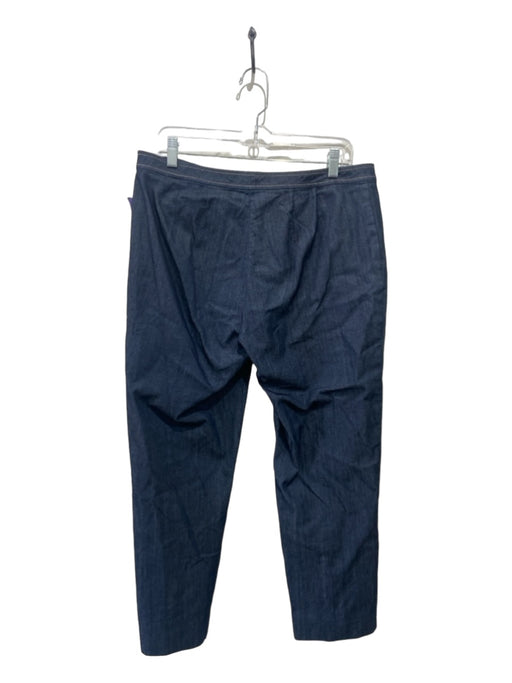 St. John Sport Size 10 Denim Blue Cotton Blend Contrast Stitch Hook & Zip Pants Denim Blue / 10