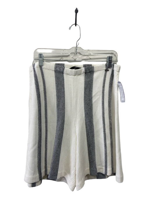 St. John Size 10 White & Black Viscose Blend Knit Striped Elastic Waist Shorts White & Black / 10
