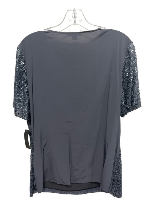 St John Size 10 Gray Polyester Fully Sequined Scoop Neck Cap Sleeve Top Gray / 10