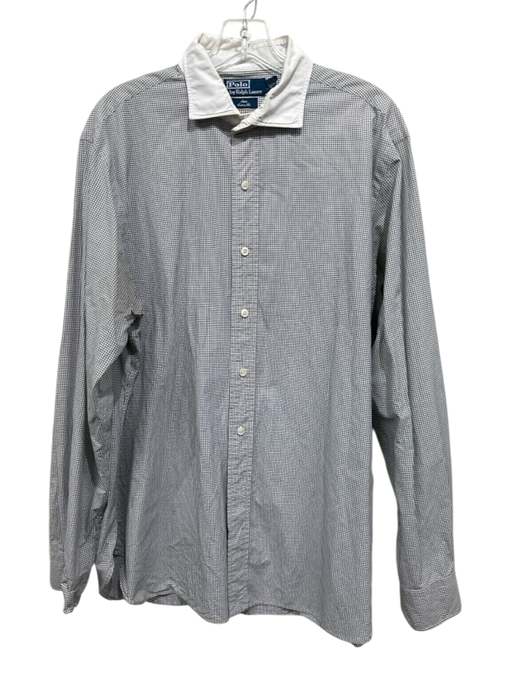 Polo Size XL Black & White Cotton Grid Button Up Men's Long Sleeve Shirt Black & White / XL