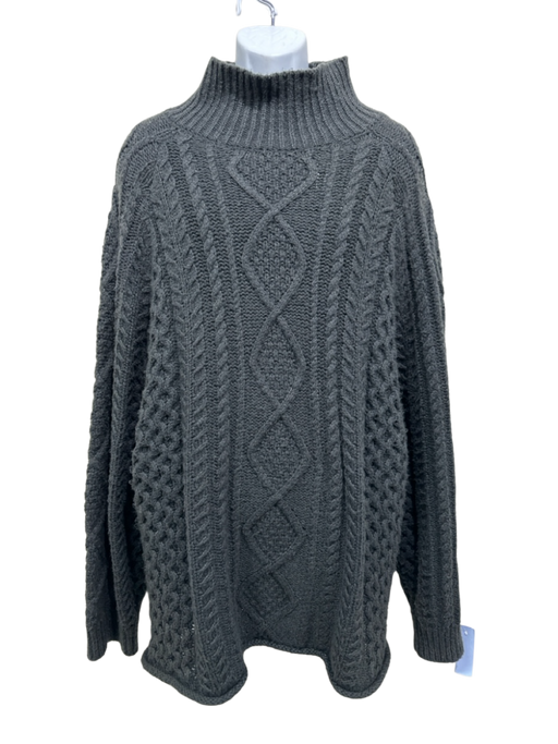 Essentials Size XL Black Cotton Blend Cable Knit Turtle Neck Men's Sweater Black / XL