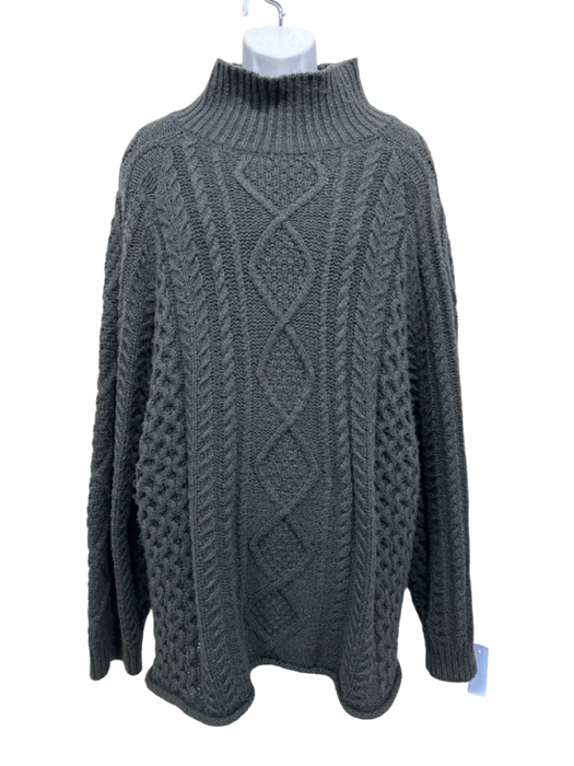 Essentials Size XL Black Cotton Blend Cable Knit Turtle Neck Men's Sweater Black / XL