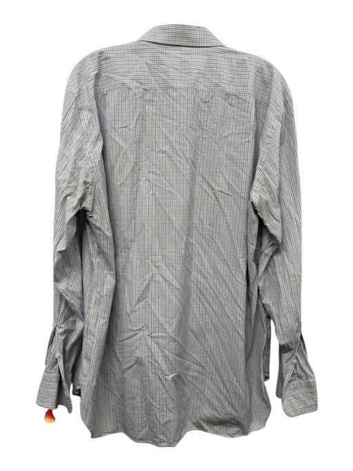 Ermenegildo Zegna Size 17.5 White & Multi Cotton Plaid Men's Long Sleeve Shirt White & Multi / 17.5