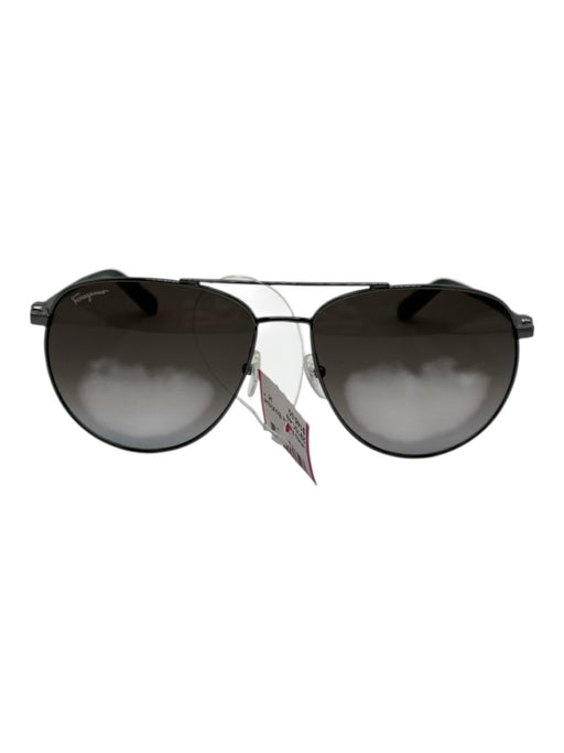Ferragamo AS IS Black & Silver Aviator Men's Sunglasses Black & Silver