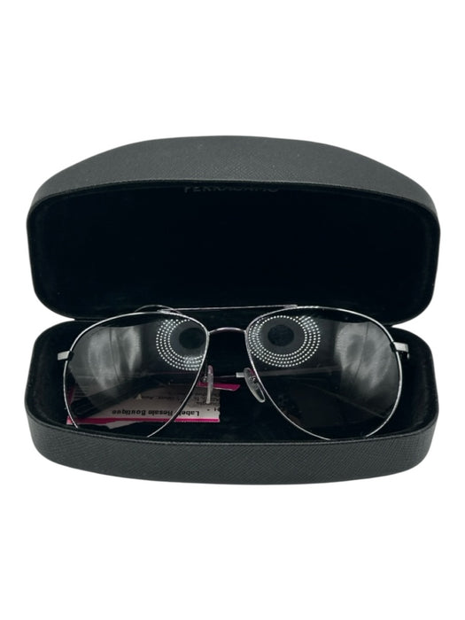 Ferragamo AS IS Black & Silver Aviator Men's Sunglasses Black & Silver
