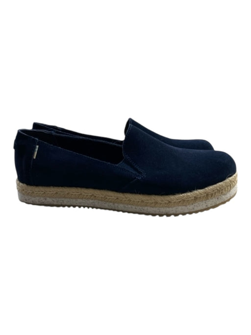 Toms Shoe Size 8 Navy Canvas Slip On Espadrille Rubber Sole Casual Shoes Navy / 8