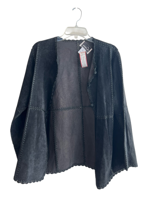 Linea by Louis Dell Olio Size Large Black Suede Open Front Mid Thigh Jacket Black / Large