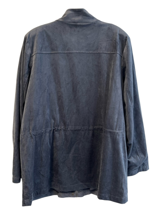 Linea by Louis Dell Olio Size XL Blue Gray Polyester Suede High Neck Jacket Blue Gray / XL