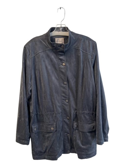 Linea by Louis Dell Olio Size XL Blue Gray Polyester Suede High Neck Jacket Blue Gray / XL