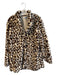 She + Sky Size L Brown & Beige Polyester Faux Fur Leopard Print Pockets Coat Brown & Beige / L