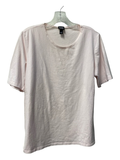 Eileen Fisher Size Large Pale Pink Cotton Blend Short Sleeve Round Neck Top Pale Pink / Large