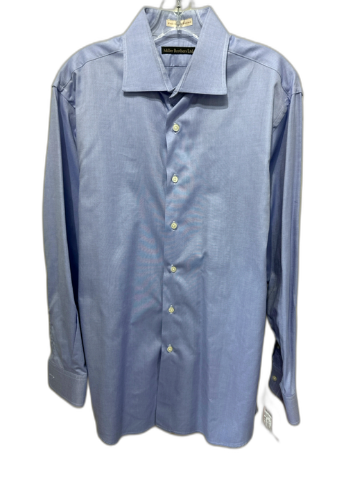 Miller Brothers Size 16.5 Blue Cotton Solid Spread Collar Long Sleeve Shirt Blue / 16.5