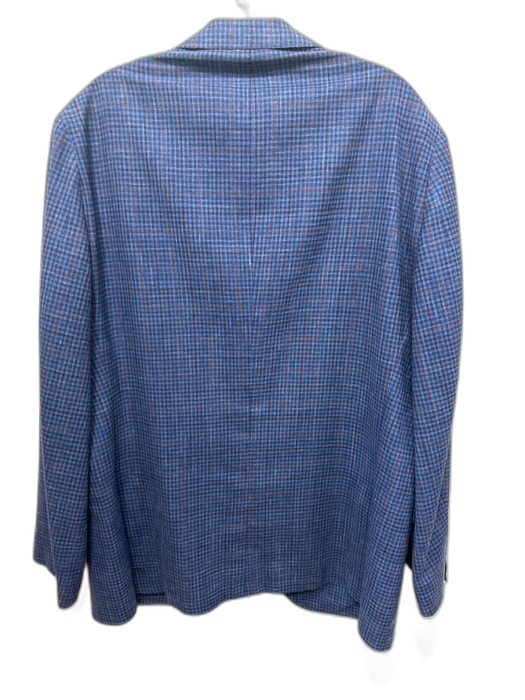 Hickey Freeman Like New Blue & Brown Wool Blend Plaid Notch Lapel Men's Blazer Blue & Brown / 44r