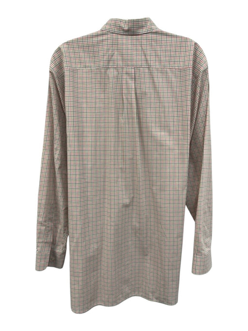 Alan Paine Size L White & Multi Cotton Grid Button Up Men's Long Sleeve Shirt White & Multi / L