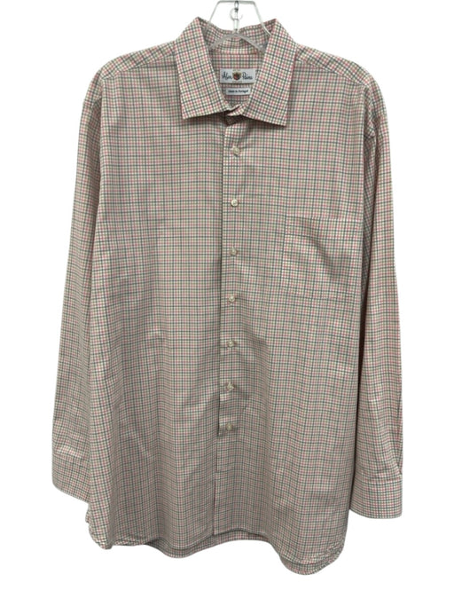Alan Paine Size L White & Multi Cotton Grid Button Up Men's Long Sleeve Shirt White & Multi / L