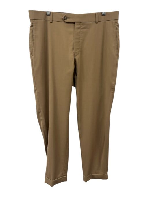Miller Brothers Size 35 Tan Wool Blend Solid Dress Cuffed Men's Pants Tan / 35
