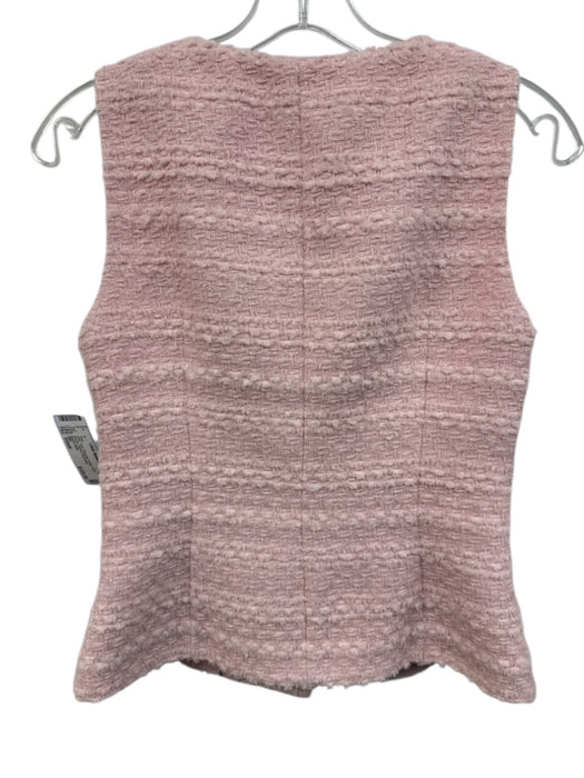 Milly Size Small Pink Polyester Button Front Boucle Darted Vest Pink / Small