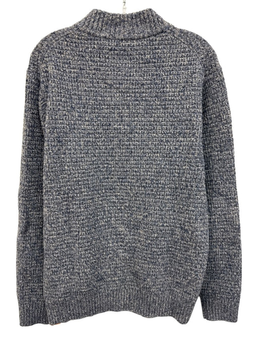 Peter Millar Size L Blue & White Wool Blend Knit Quarter Button Men's Sweater Blue & White / L