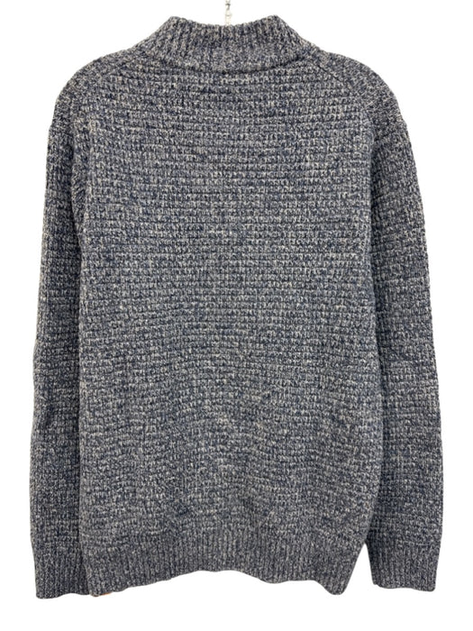 Peter Millar Size L Blue & White Wool Blend Knit Quarter Button Men's Sweater Blue & White / L