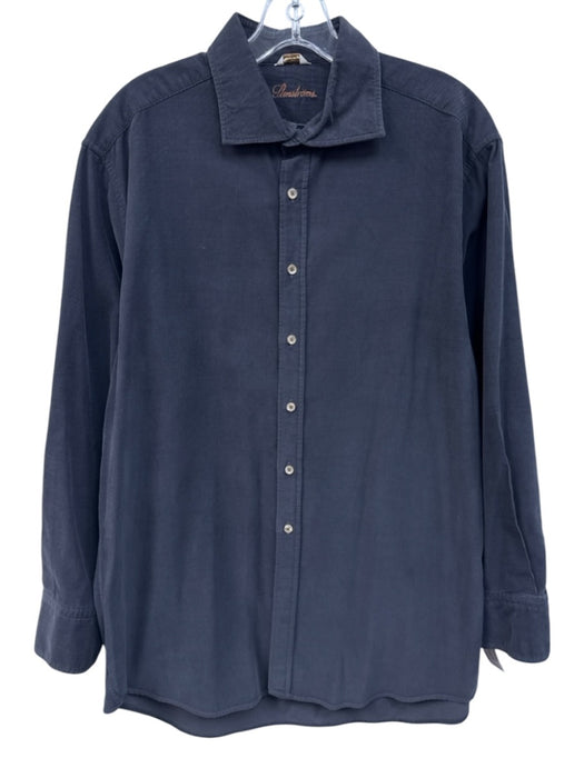 Stenstroms Size L Black Cotton Cordouroy Button Up Men's Long Sleeve Shirt Black / L