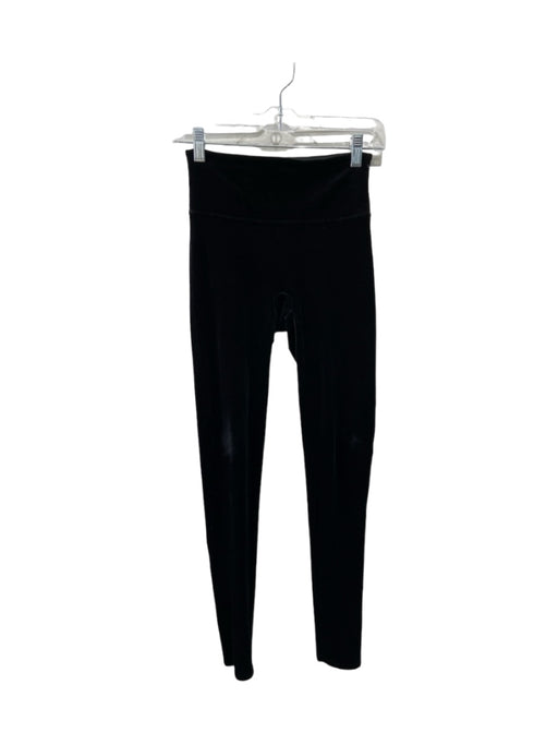 Spanx Size Small Black Polyester Elastic Waist Velvet Full length Leggings Black / Small