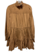 Veronica Beard Size 6 Tan Brown Polyester Smocked Neck Long Balloon Sleeve Dress Tan Brown / 6
