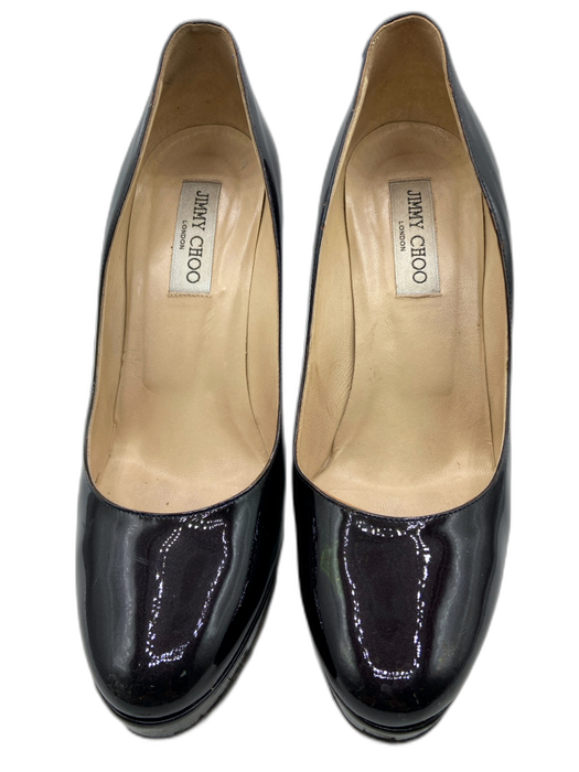 Jimmy Choo Shoe Size 40.5 Maroon Patent Platform Stiletto Micro Glitter Pumps Maroon / 40.5