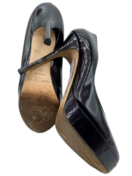 Jimmy Choo Shoe Size 40.5 Maroon Patent Platform Stiletto Micro Glitter Pumps Maroon / 40.5