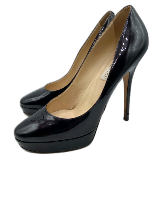 Jimmy Choo Shoe Size 40.5 Maroon Patent Platform Stiletto Micro Glitter Pumps Maroon / 40.5